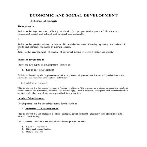 Economic and social development