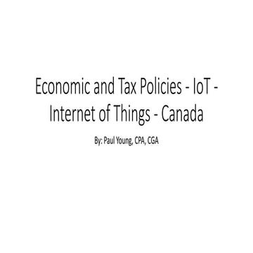 Economic and tax policies for IoT - internet of things - canada