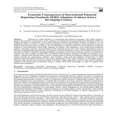 Economic consequences of international financial reporting standards