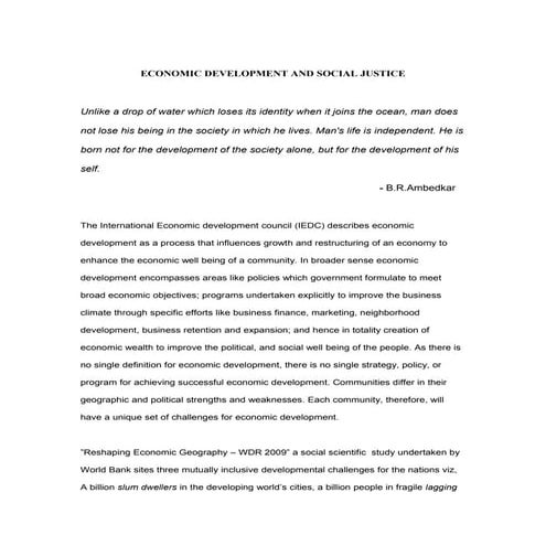 Economic Development and Social Justice | DOC