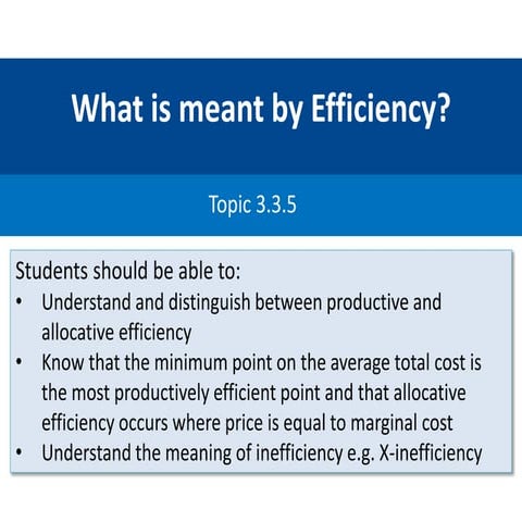 Economic Efficiency in Markets and Industries
