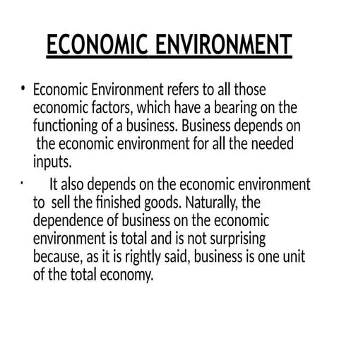 The economic environment of business firms
