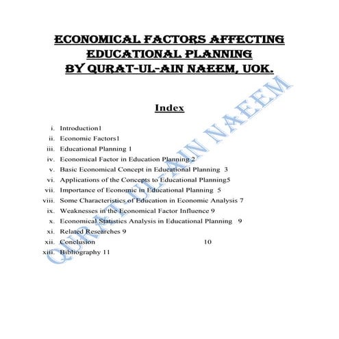 ECONOMICAL FACTORS AFFECTING EDUCATIONAL PLANNING 
