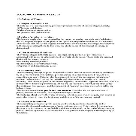 Economic feasibility of a project