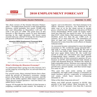 2010 Houston Economic Forecast - GHP