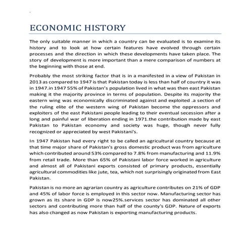 Economic history of Pakistan.