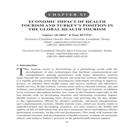 ECONOMIC IMPACT OF HEALTH TOURISM AND TURKEY’S POSITION IN THE GLOBAL HEALTH ...