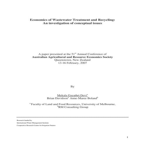 Economic of wastewater treatment and recycling
