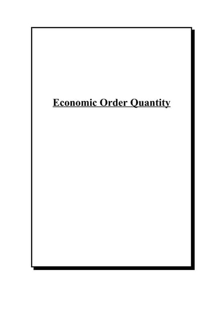 Economic Order Quantity Models | PPTX