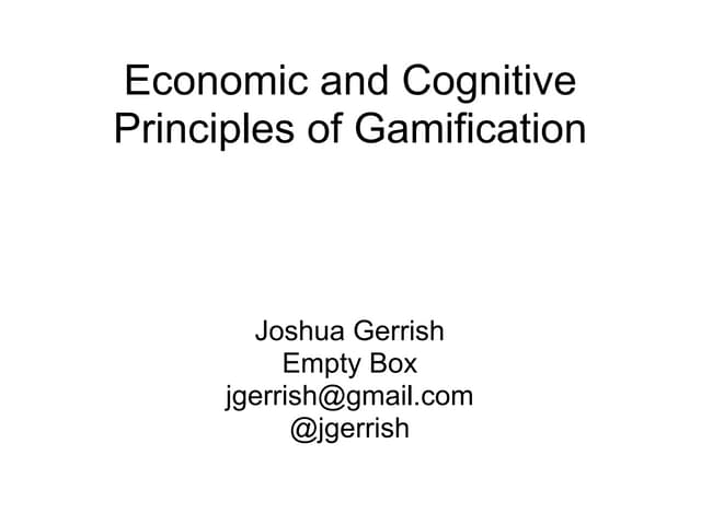 Economic and Cognitive Principles o...