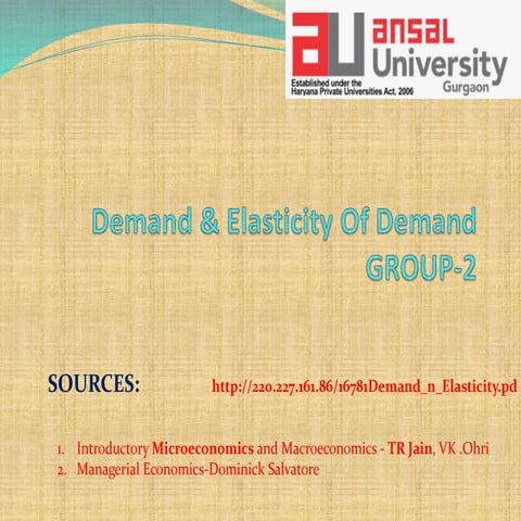 Demand & Elasticity Of Demand