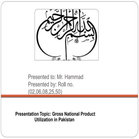 Economics (GNP utilization in Pakistan)