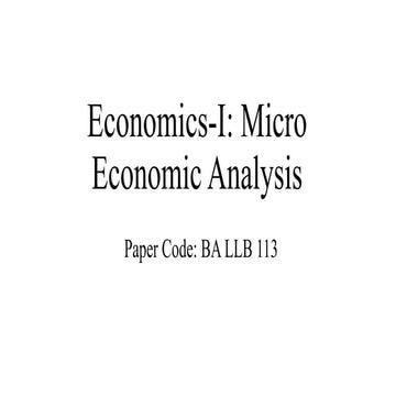 Economics-I UNIT 1 2 3 4 CPJ FAIRFIELD NOTES