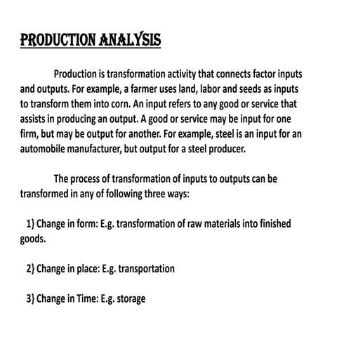 Economics production analysis