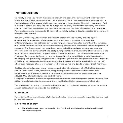 Coal an energy resource