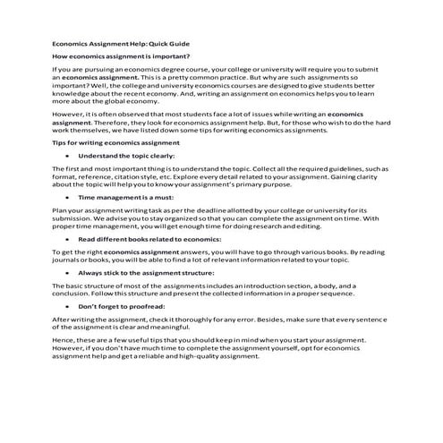 Economics Assignment Help: Quick Guide