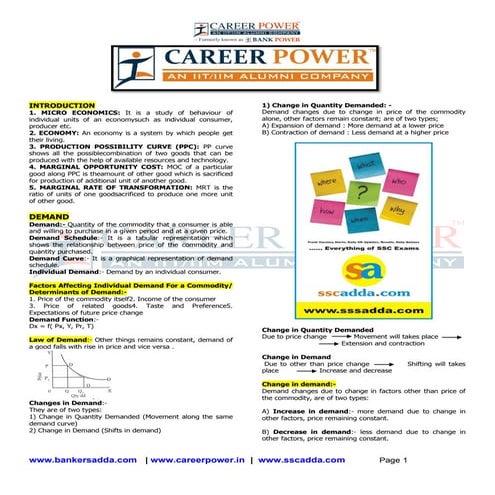 ECONOMICS Capsule for SSC Competitive exams
