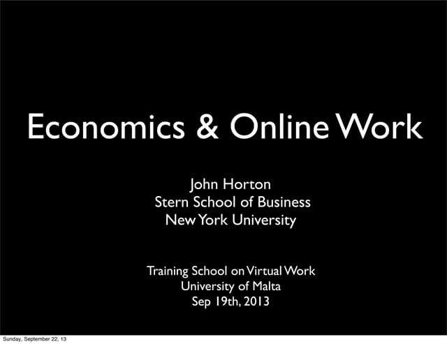 Economics and Online Work (a slight...