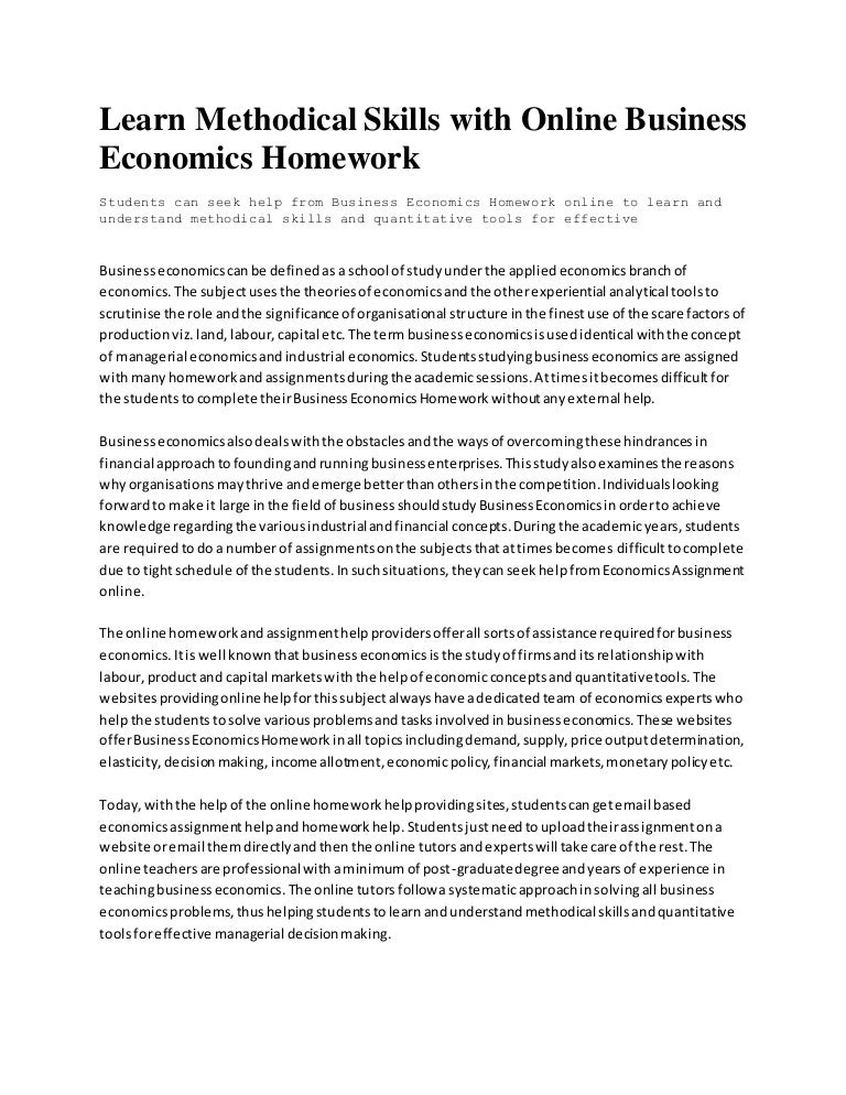 Free economics homework answers picture