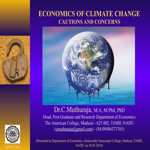 Dr.C.Muthuraja's Presentation on 'Economics of Climate Change'
