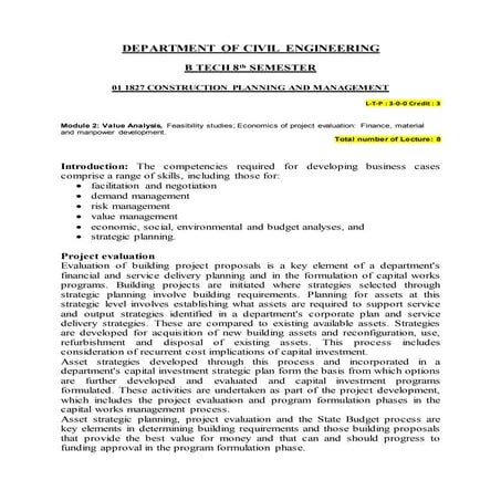 Economics of project evaluation cpm module2