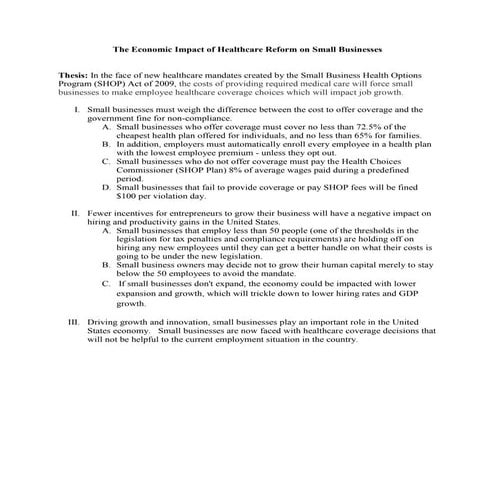 Economics research paper outline