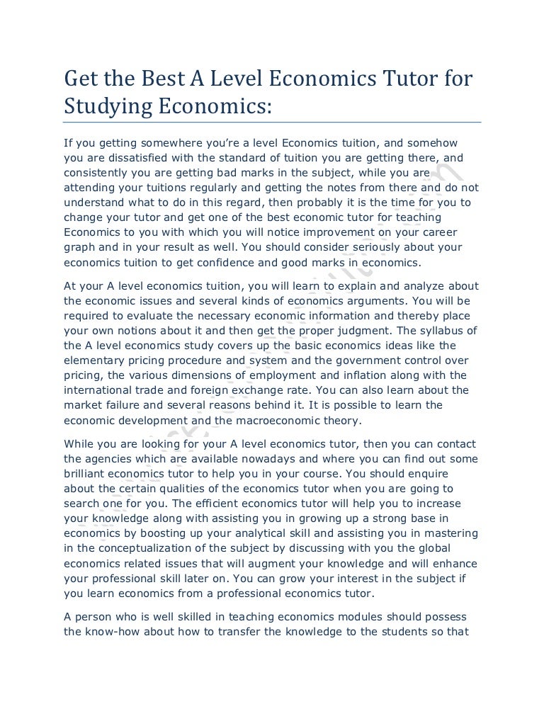 Economics tuition