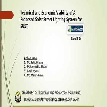 Economic viability of street lighting system