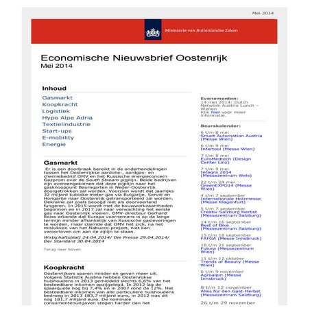 Economische nieuwsbrief Oostenrijk - mei 2014