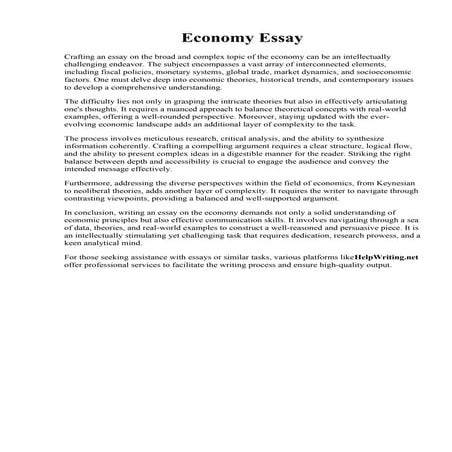 Economy Essay. Sample essay on economic policies and practices | PDF