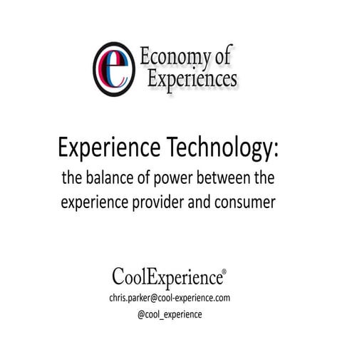 Economy of Experiences book launch presentation by Chris Parker