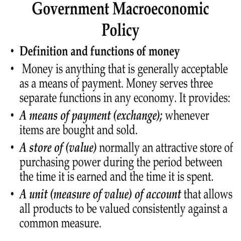 Government Macroeconomic Policy