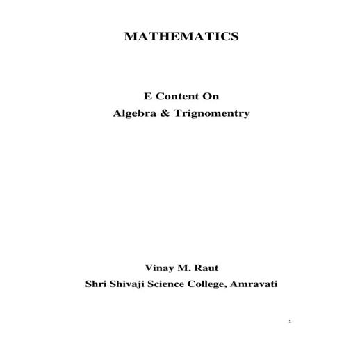 E content on algebra & trignomentry