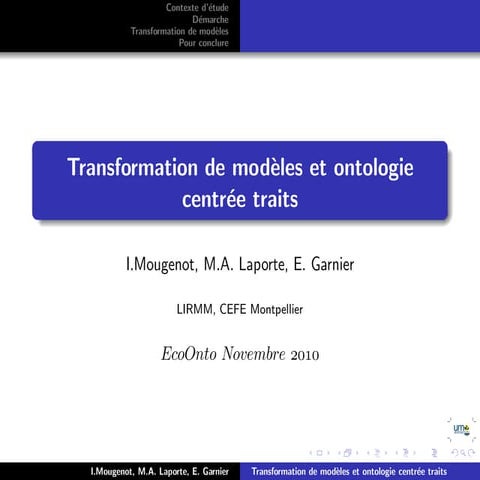 Transformation de modèles - ecoOnto meeting