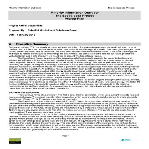 Ecopalooza Project Plan by Rah-Miel Mitchell