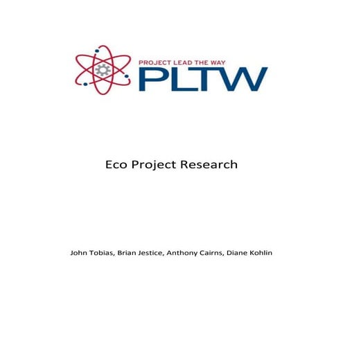 Eco project research diane kohlin,john tobias, brian jestice, anthony cairns