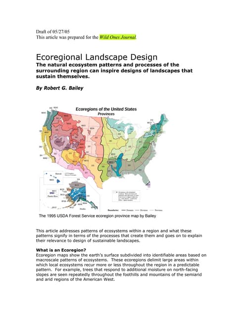Ecoregional Landscape Design