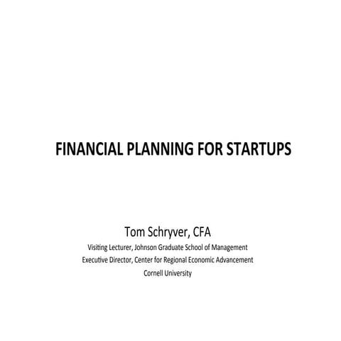 Basics of Startup Financial Planning