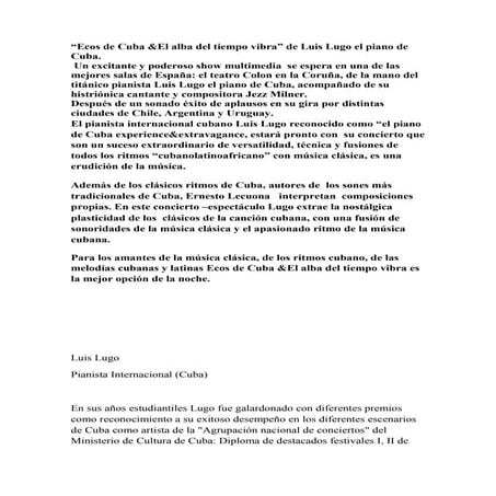 Luis Lugo teatro Colon la Coruña Ecos de cuba promo 