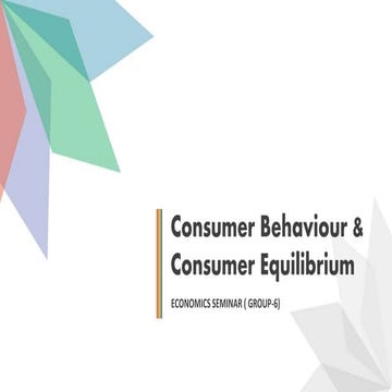 Consumer Behaviour And Consumer Equilibrium 