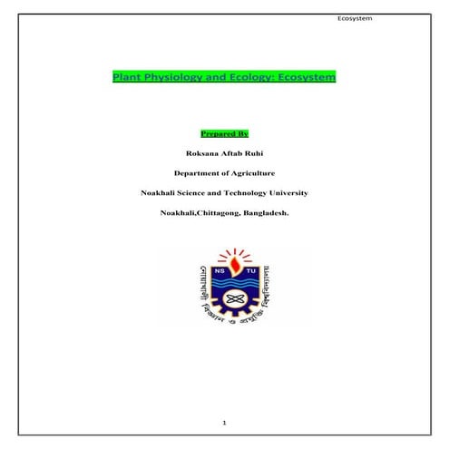 Ecosystem and its function