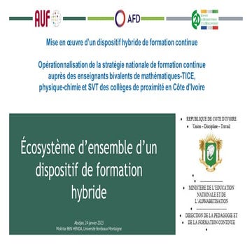 Écosystème d’ensemble d’un dispositif de formation hybride 