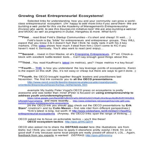 Entrepreneurial Ecosystem links 4 25-15