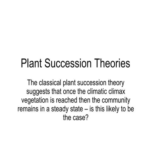 Ecosystems 7 - Plant Succession Theories