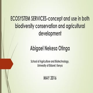 Ecosystem services for biodiversity...