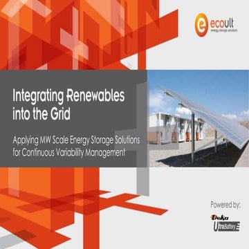 Ecoult Energy Storage - Integrating Renewables into the Grid
