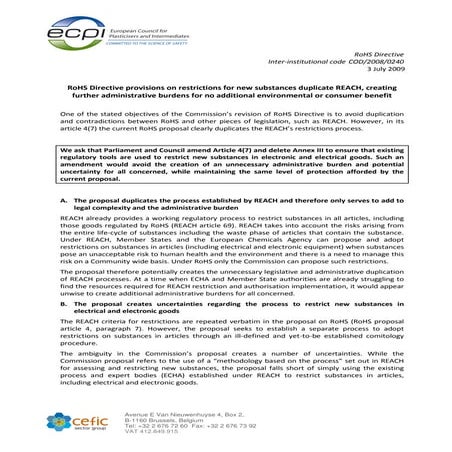 ECPI Position Paper on RoHS revision