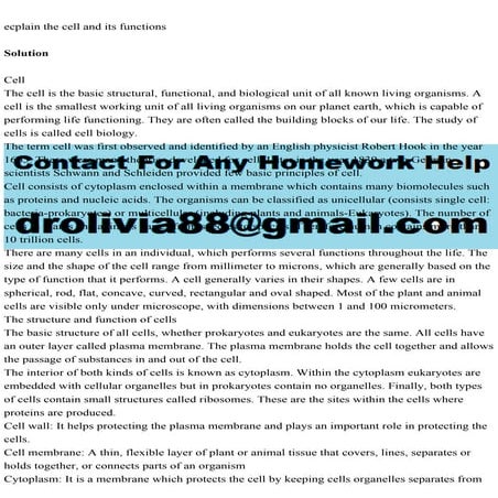 ecplain the cell and its functionsSolutionCellThe cell is th.pdf