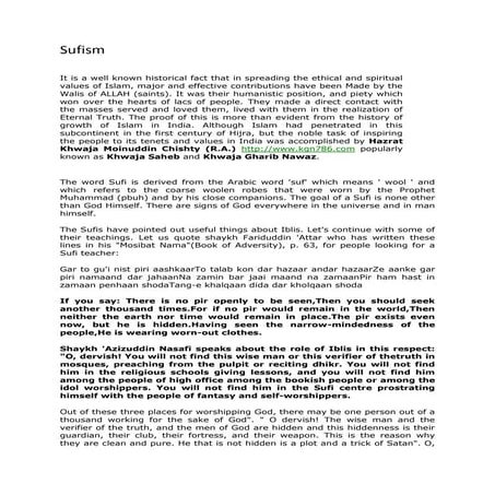 Sufism - The True Spirit of Islam | PDF