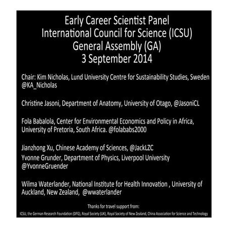 Early Career Scientist Panel at the International Council for Science (ICSU) ...